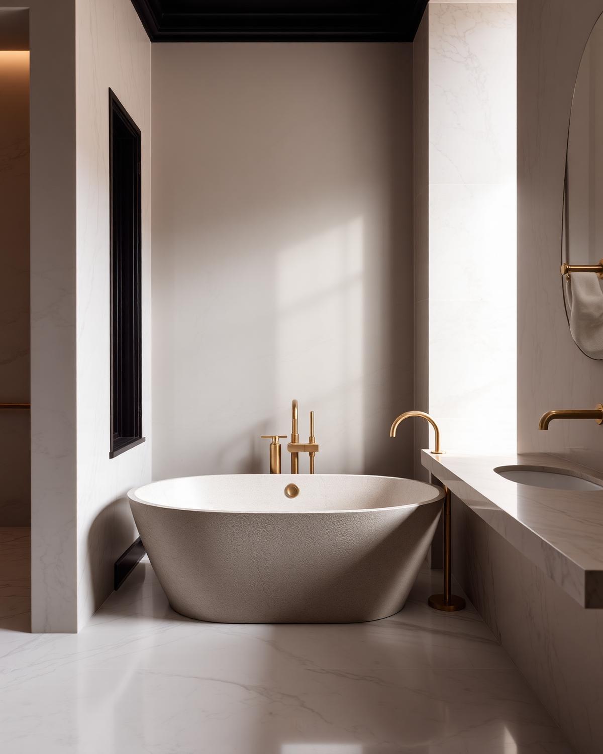 Stone & Brass Bath — Bathrooms interior design by Alkobi Vision